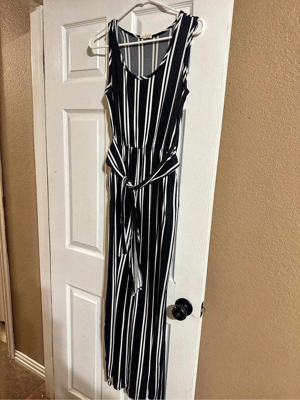 Women's Striped Jumpsuit in Black & White Like New